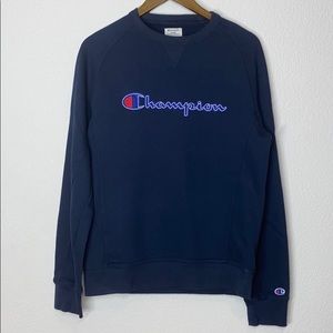 Navy Champion crew neck sweatshirt, medium